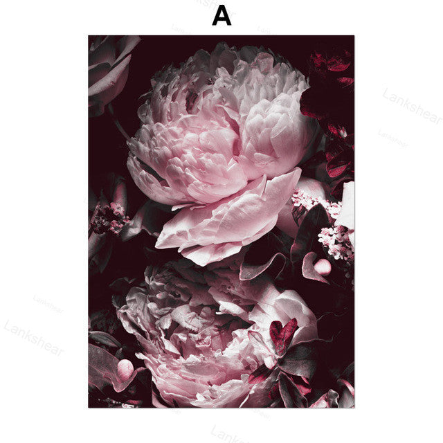 Peony Flower Wall Art – Modern Oil Canvas Painting (No Frame) - Dazzling Beauty Solution
