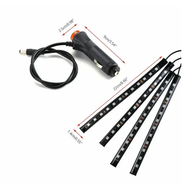 4X 48LED RGB Car Interior Atmosphere Light Strip Bar Bluetooth APP Music Control - Dazzling Beauty Solution