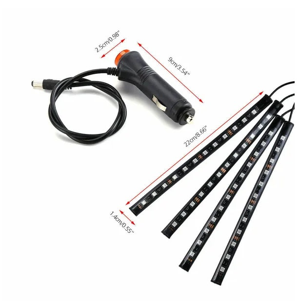 4X 48LED RGB Car Interior Atmosphere Light Strip Bar Bluetooth APP Music Control - Dazzling Beauty Solution