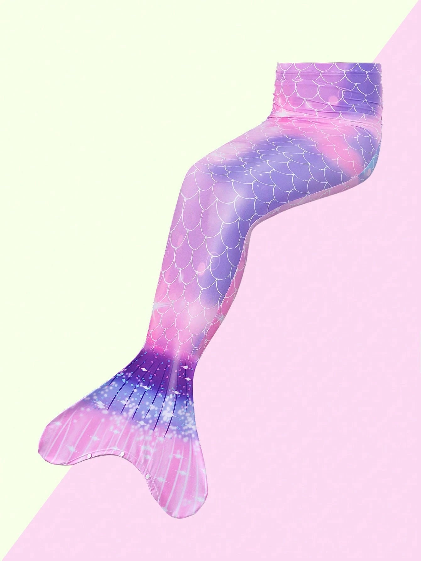 Tween Girl Fish Scales Print Mermaid Tail Set