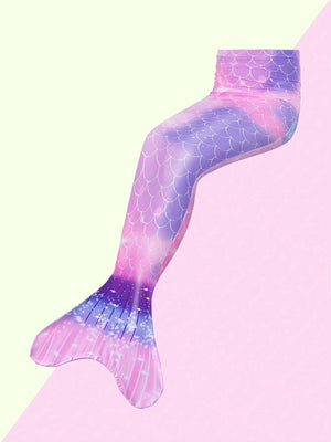 Tween Girl Fish Scales Print Mermaid Tail Set