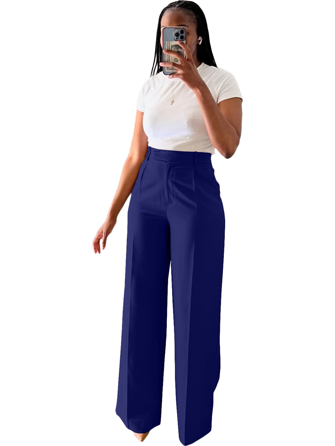 Women's High Waist Wide-Leg Pants - Straight Leg Trousers