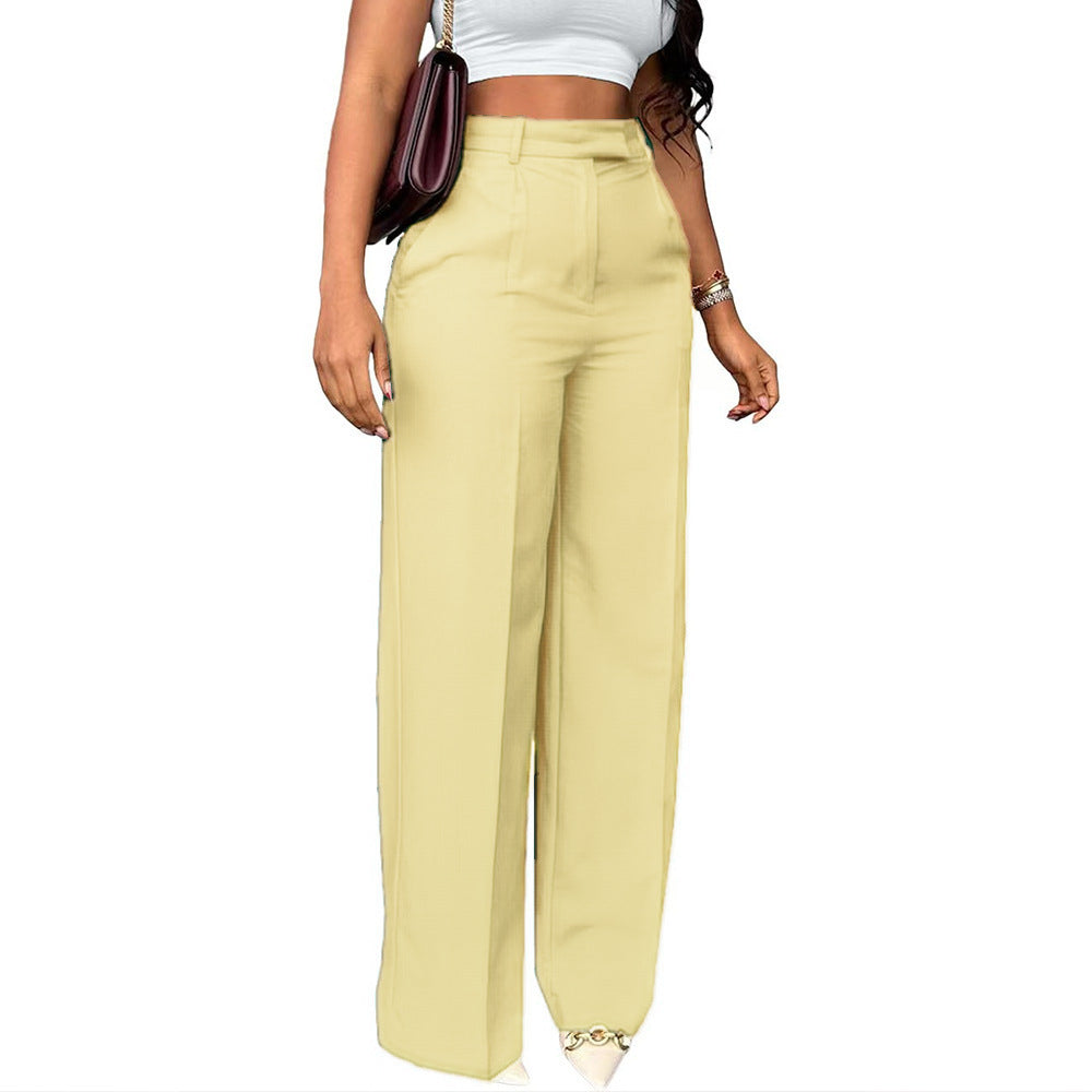 Women's High Waist Wide-Leg Pants - Straight Leg Trousers