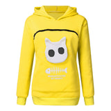 Women Hoodie Sweatshirt With Cat Pet Pocket Design Long Sleeve Sweater Cat Outfit - Dazzling Beauty Solution