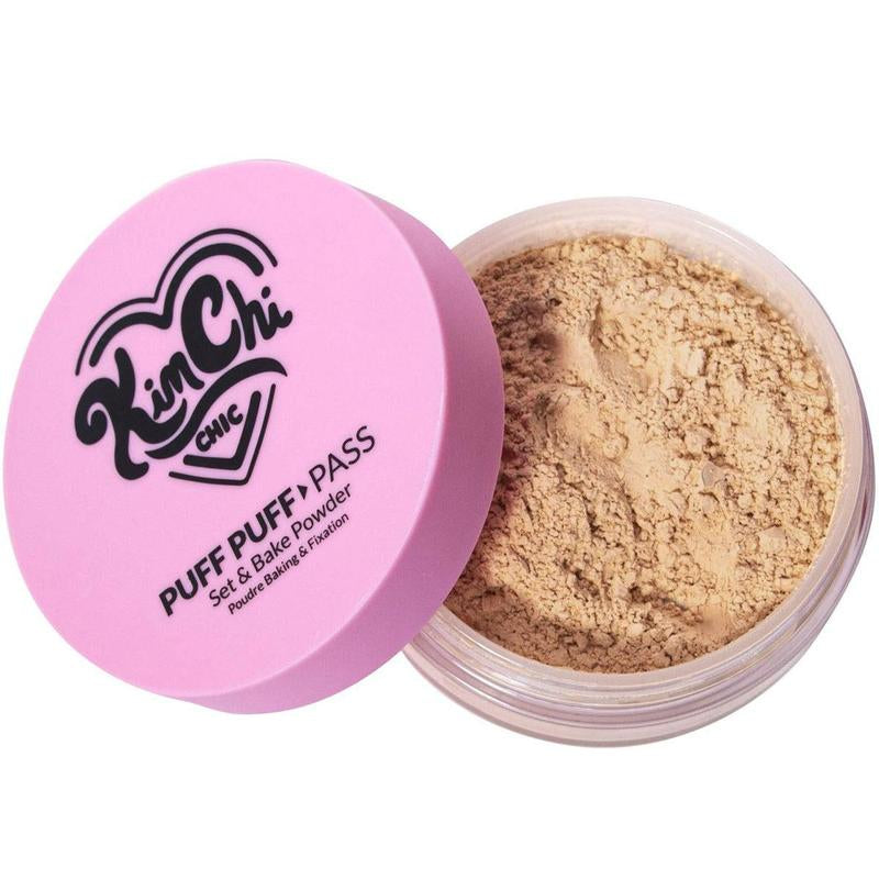 Kimchi Chic Puff Puff Pass Set & Bake Powder with Rice Powder & Vitamin-E, Lightweight & Translucent Makeup, Cosmetic Setting Powder