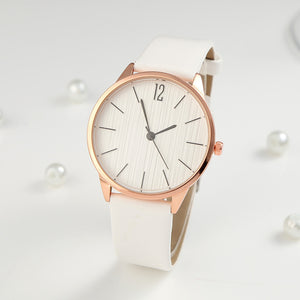 Elegant Women’s Quartz Watch – Minimalist Round Dial, Faux Leather Strap - Dazzling Beauty Solution