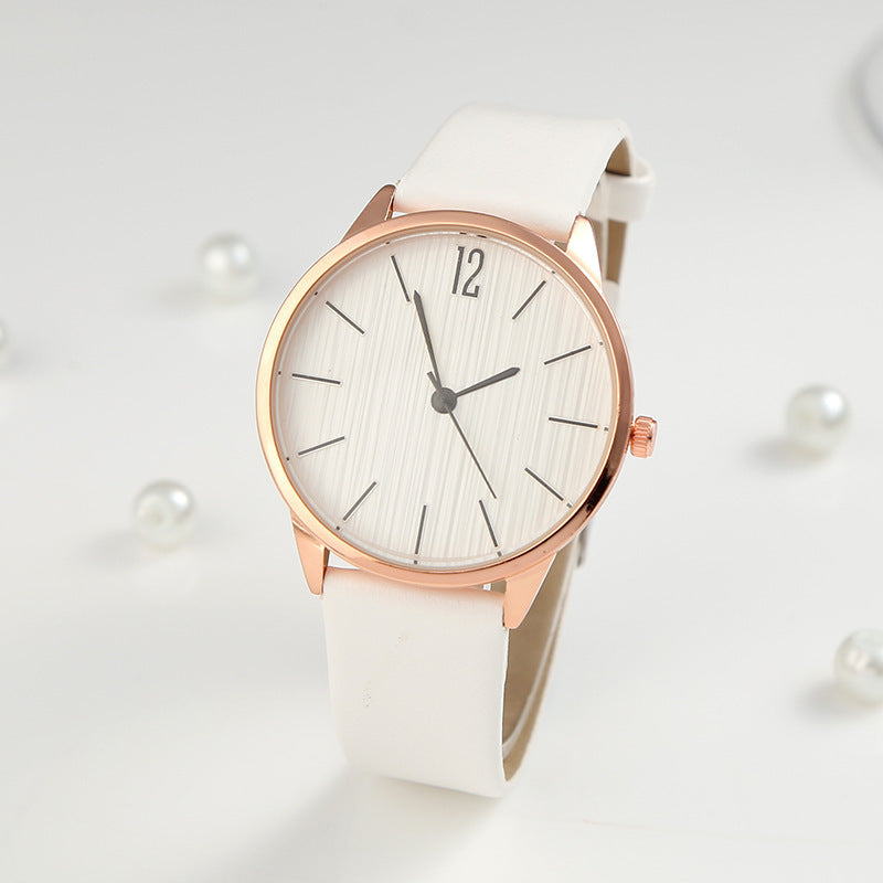 Elegant Women’s Quartz Watch – Minimalist Round Dial, Faux Leather Strap - Dazzling Beauty Solution
