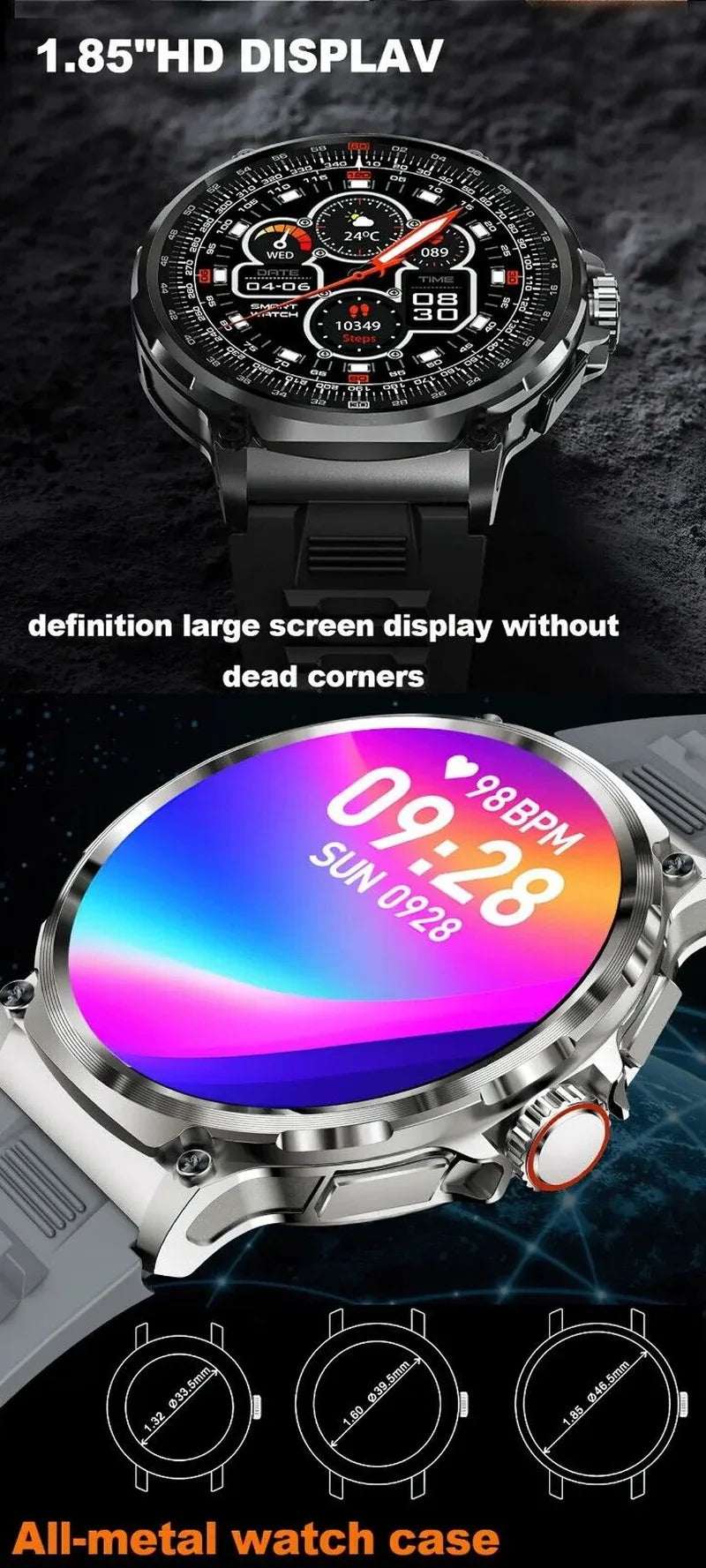 1.85-Inch Ultra HD Smartwatch with GPS, Bluetooth Call & Health Monitoring For Men - Dazzling Beauty Solution