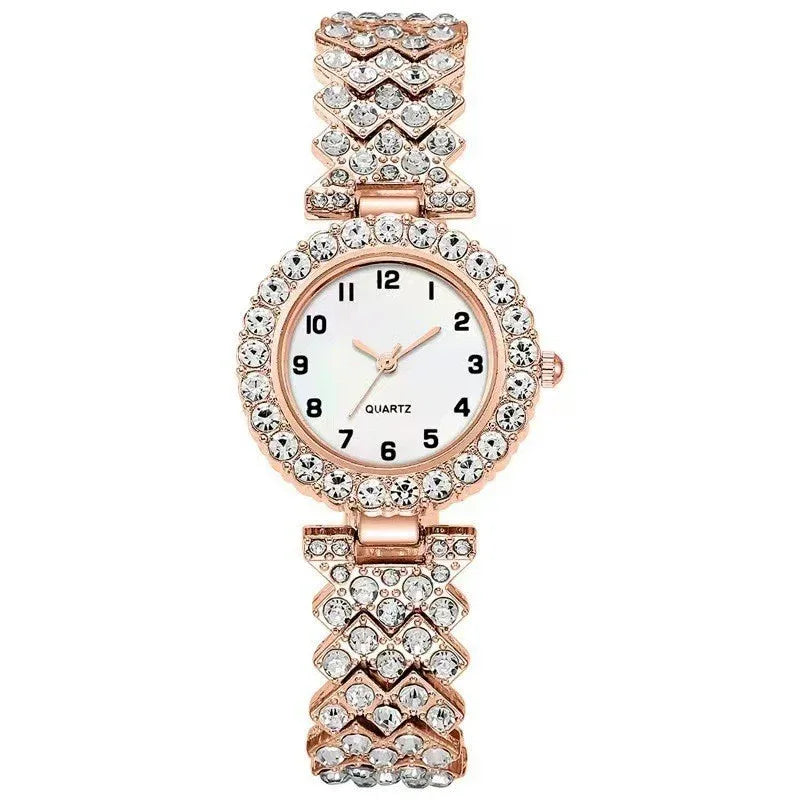 Fashion Jewelry 2pcs Luxury Fashion Women Watch Set Silver Strap Ladies Quartz Wristwatch Alloy Bracelet For Ladies Jewelry Set Clock Gift - Dazzling Beauty Solution