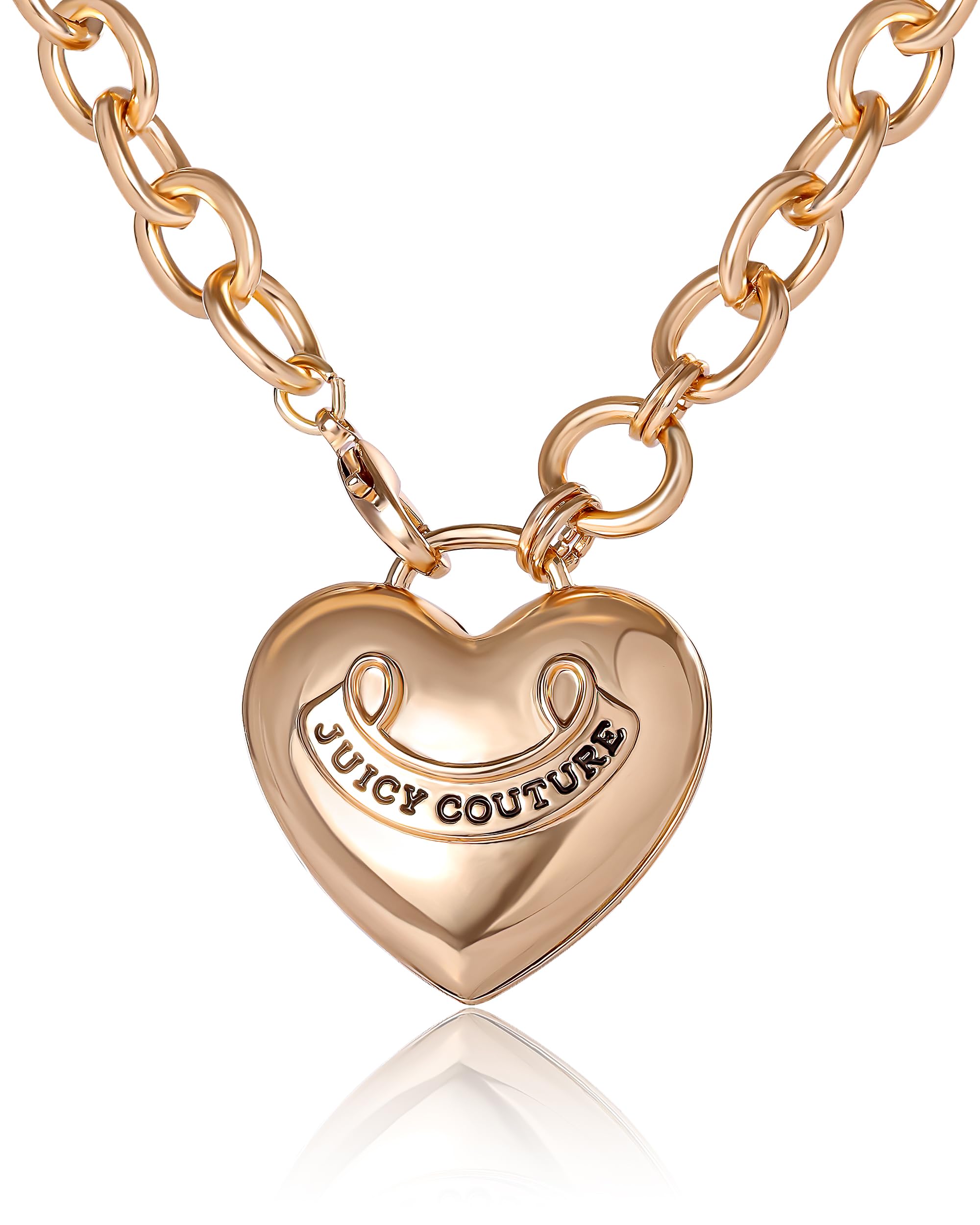 Juicy Couture Gold-Tone Logo Heart Pendant Necklace for Women