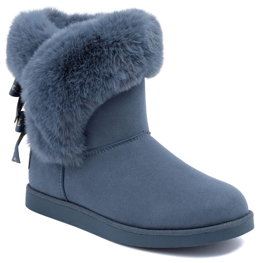 Juicy Couture Women's Slip-On Winter Snow Boots | Faux Fur Lined | Warm Fashion Booties | Sizes 5–12