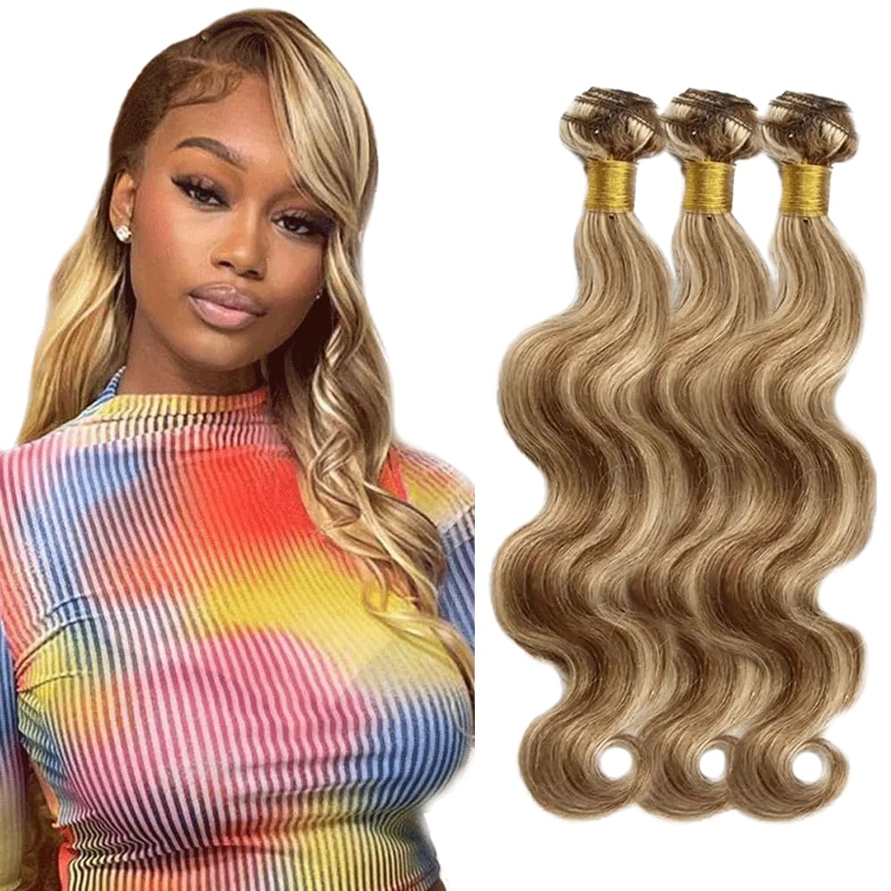 YOUNGHANN Brazilian P4/613 Body Wave Human Hair Bundles – Highlight Blonde Virgin Hair