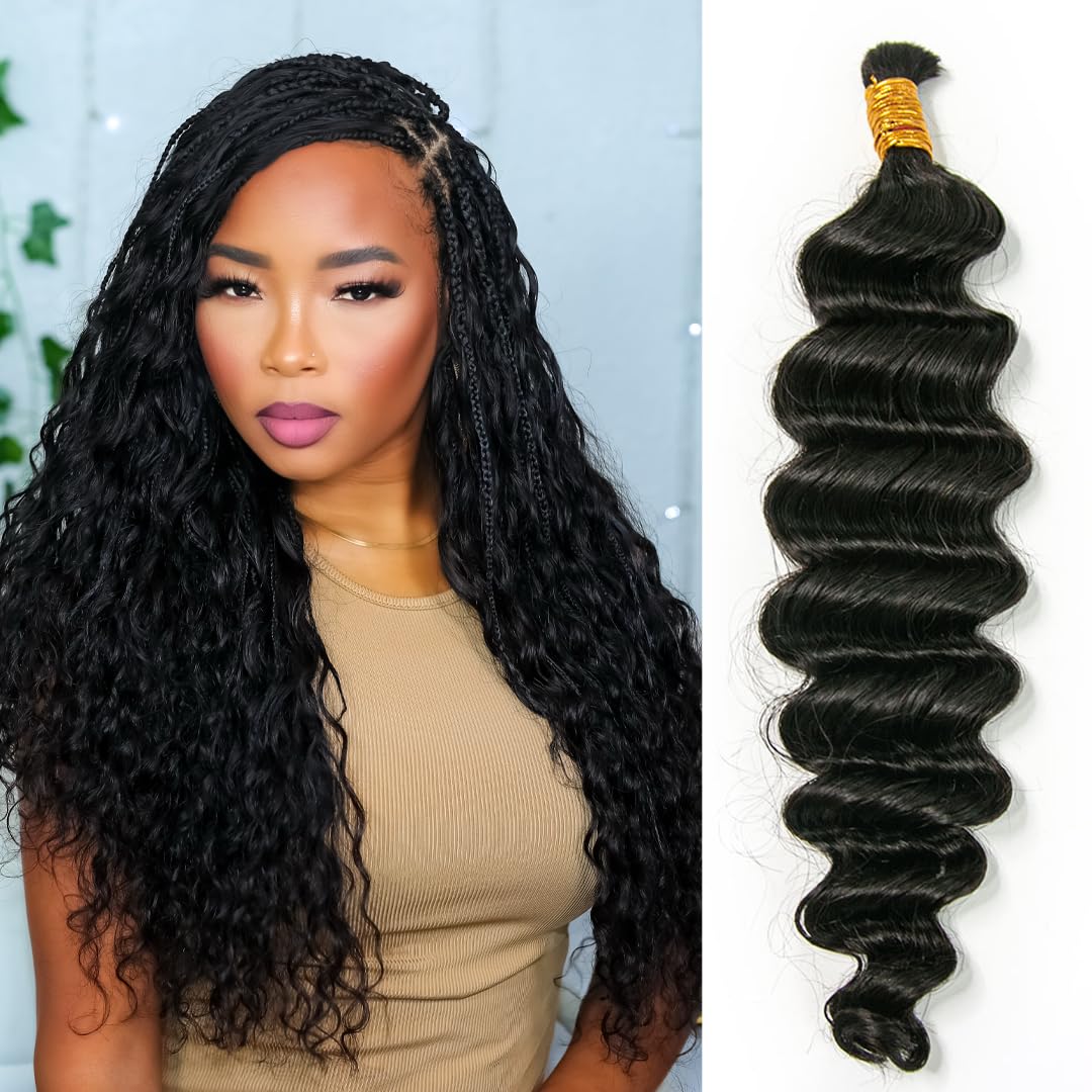 YWIGS 100% Human Braiding Hair 100g – Boho Knotless Braids, Deep Wave, Water Wave & More