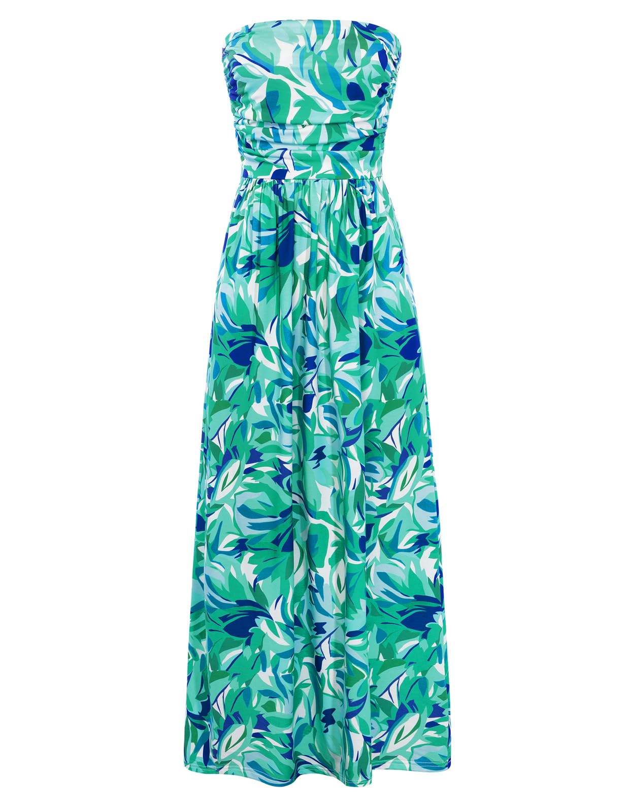 Women's Strapless Pleated Maxi Dress with Pockets
