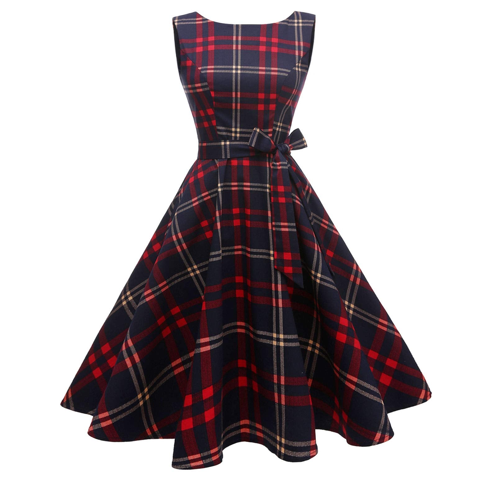 Women's Boatneck Sleeveless Swing Vintage 1950s Cocktail Dress