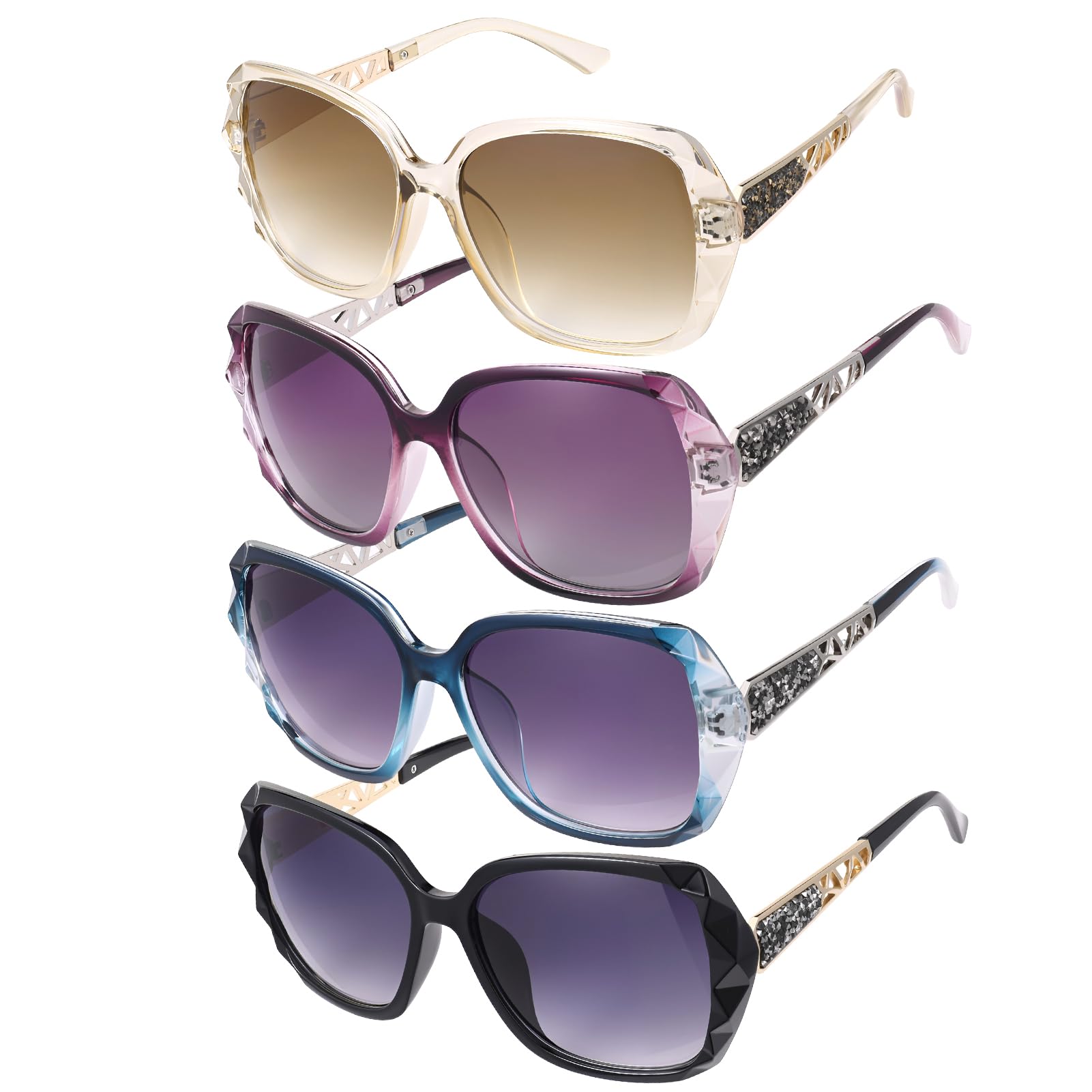 Oversized Rhinestone Sunglasses Set - Dazzling look.