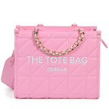 Chinllo Women's Quilted Tote Bag | Top Handle Satchel with Shoulder Strap | S, M, L