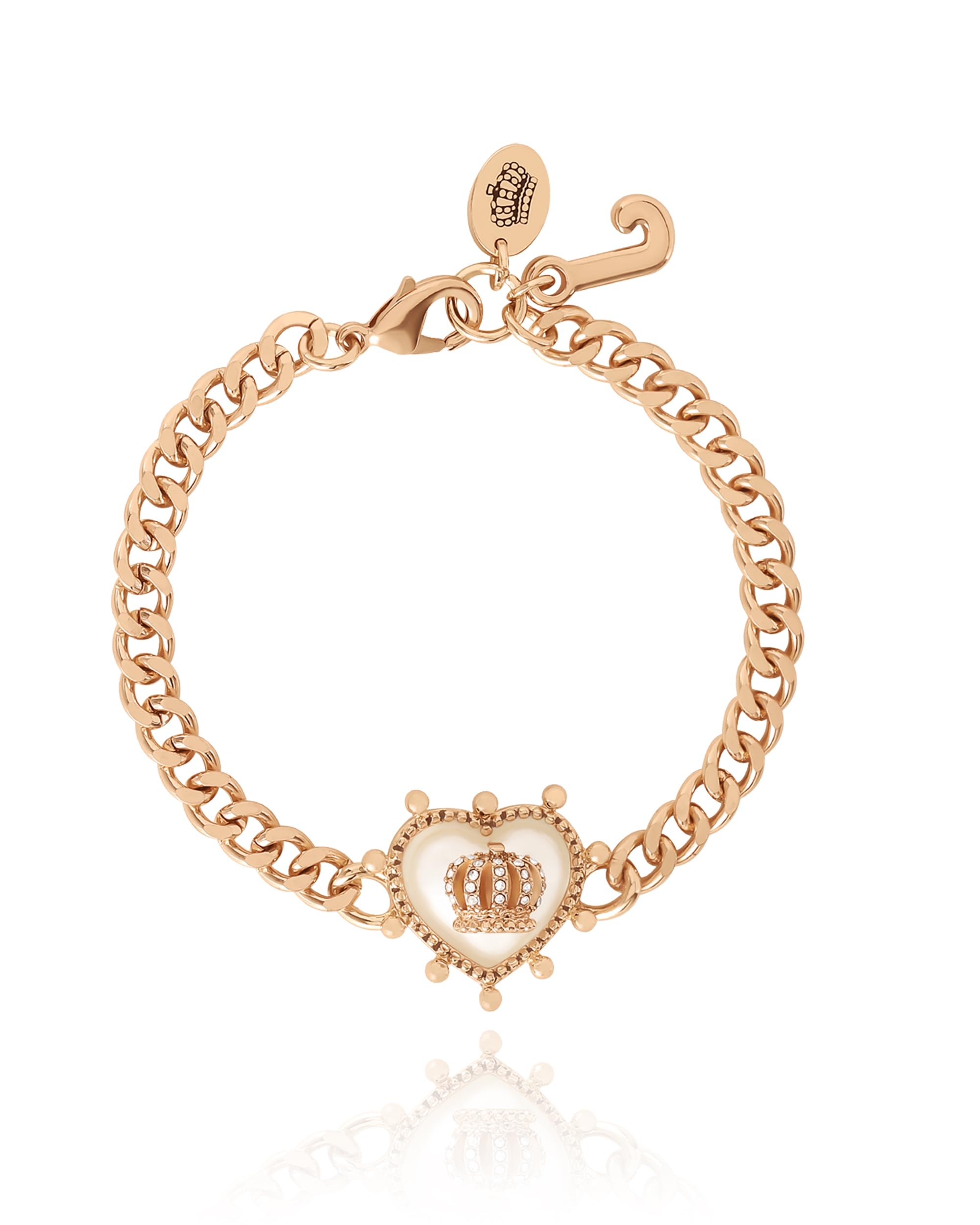 Juicy Couture Heart Charm Bracelet | Gold & Silver Tone | Toggle & Lobster Clasp | Gift for Her