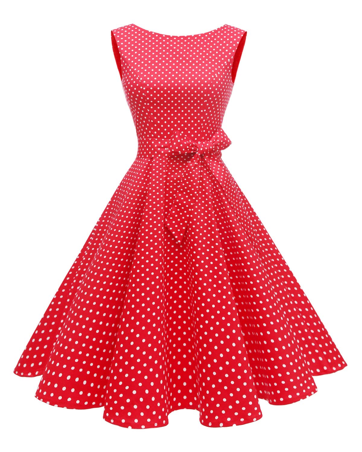 Women's Boatneck Sleeveless Swing Vintage 1950s Cocktail Dress