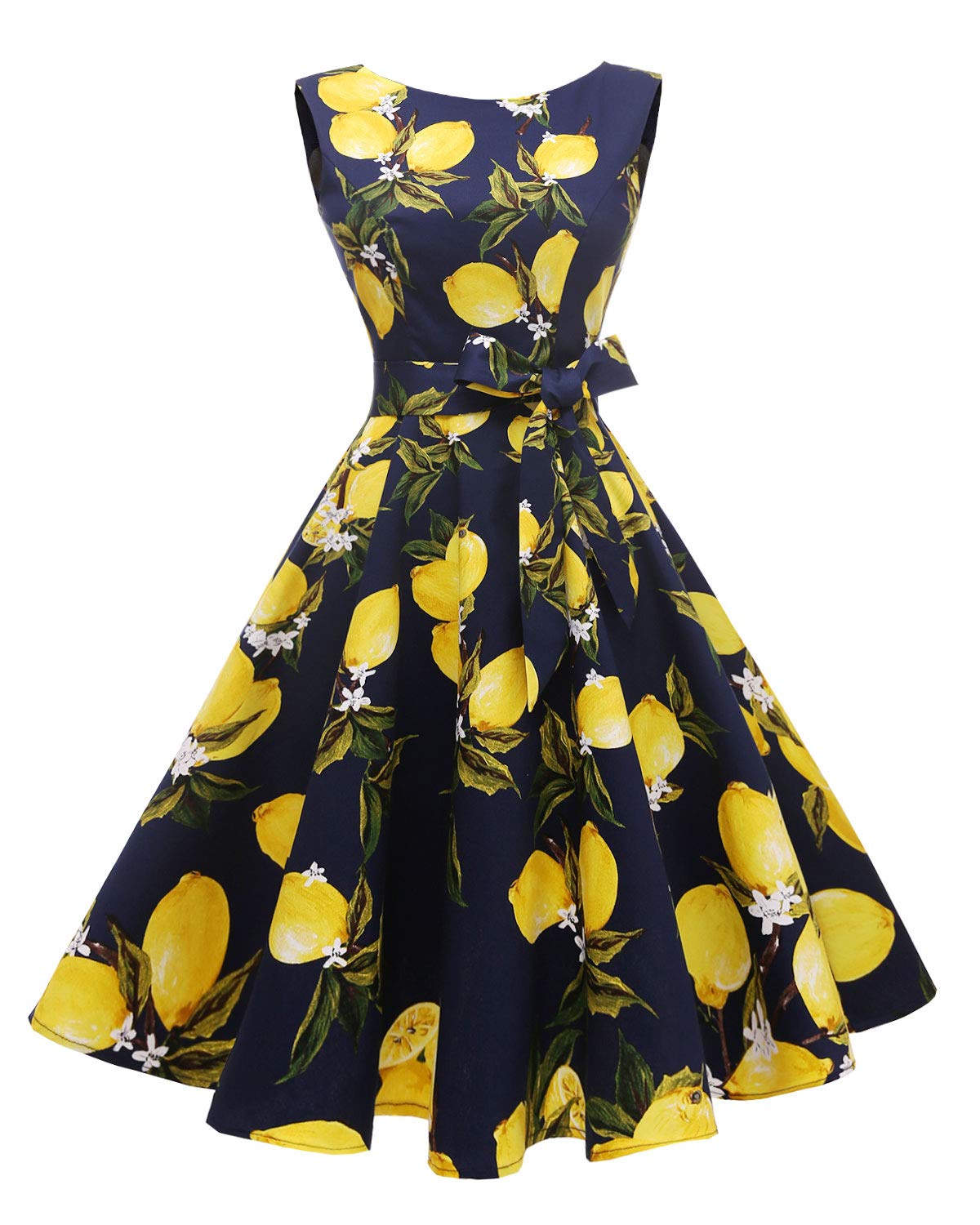 Women's Boatneck Sleeveless Swing Vintage 1950s Cocktail Dress