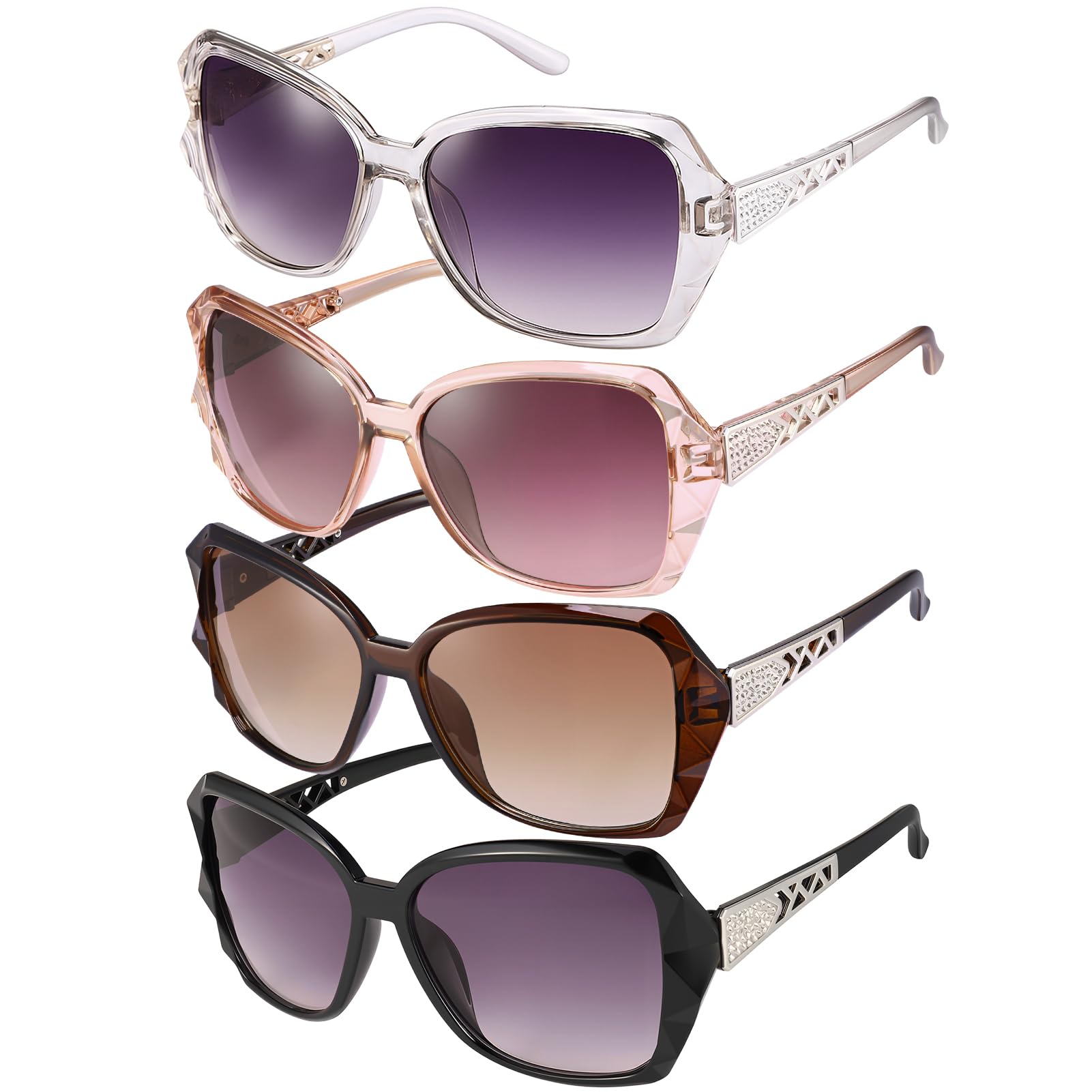 Oversized Rhinestone Sunglasses Set - Dazzling look.
