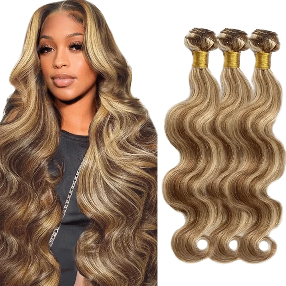 YOUNGHANN Brazilian P4/613 Body Wave Human Hair Bundles – Highlight Blonde Virgin Hair
