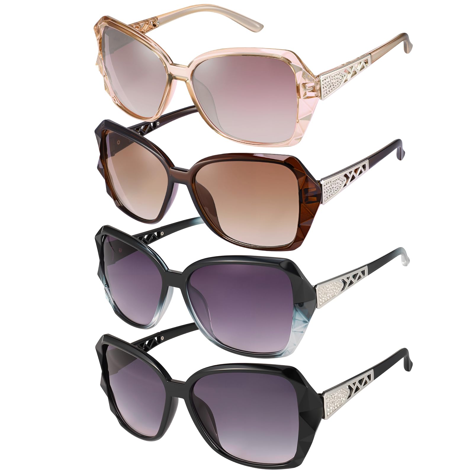 Oversized Rhinestone Sunglasses Set - Dazzling look.