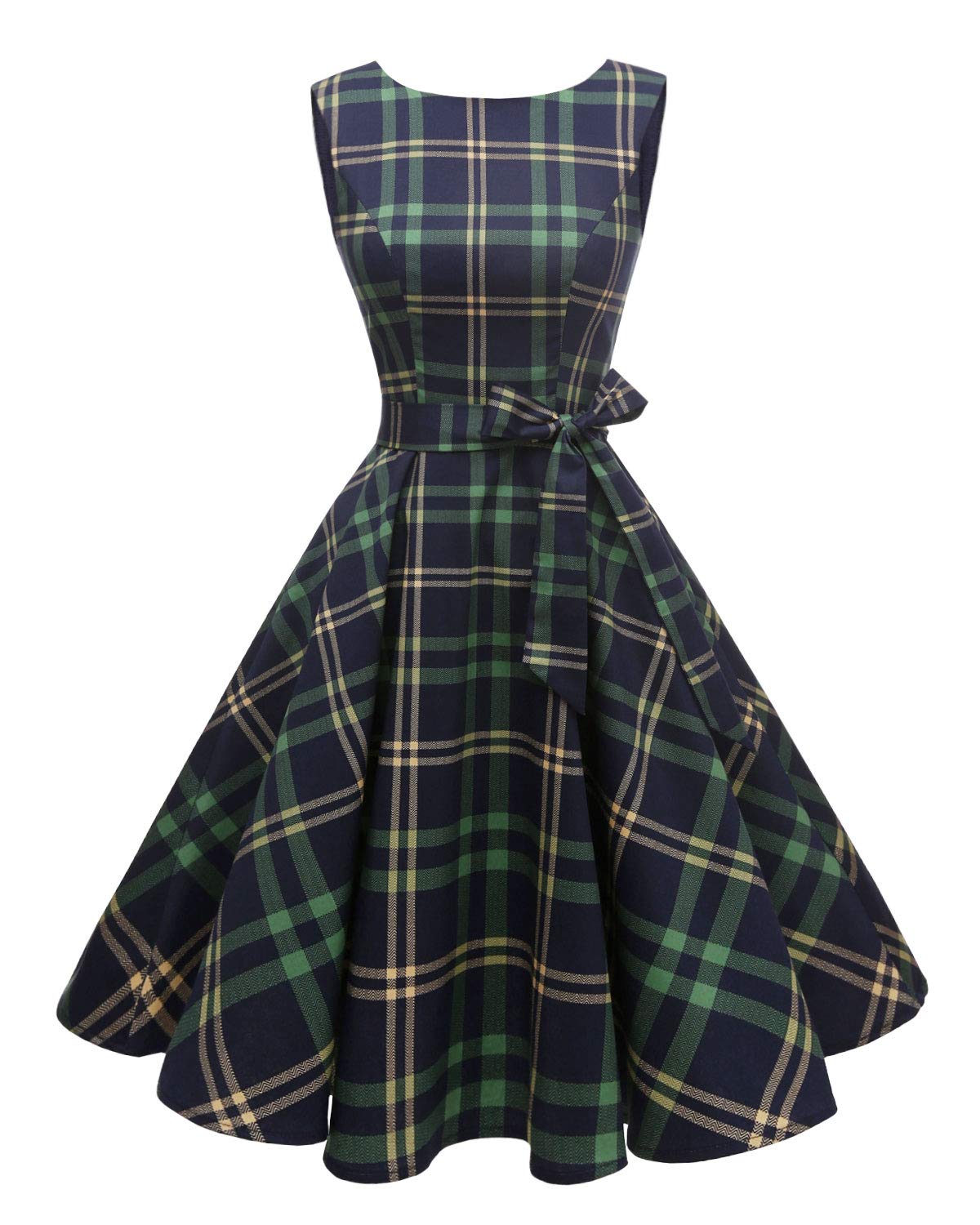 Women's Boatneck Sleeveless Swing Vintage 1950s Cocktail Dress