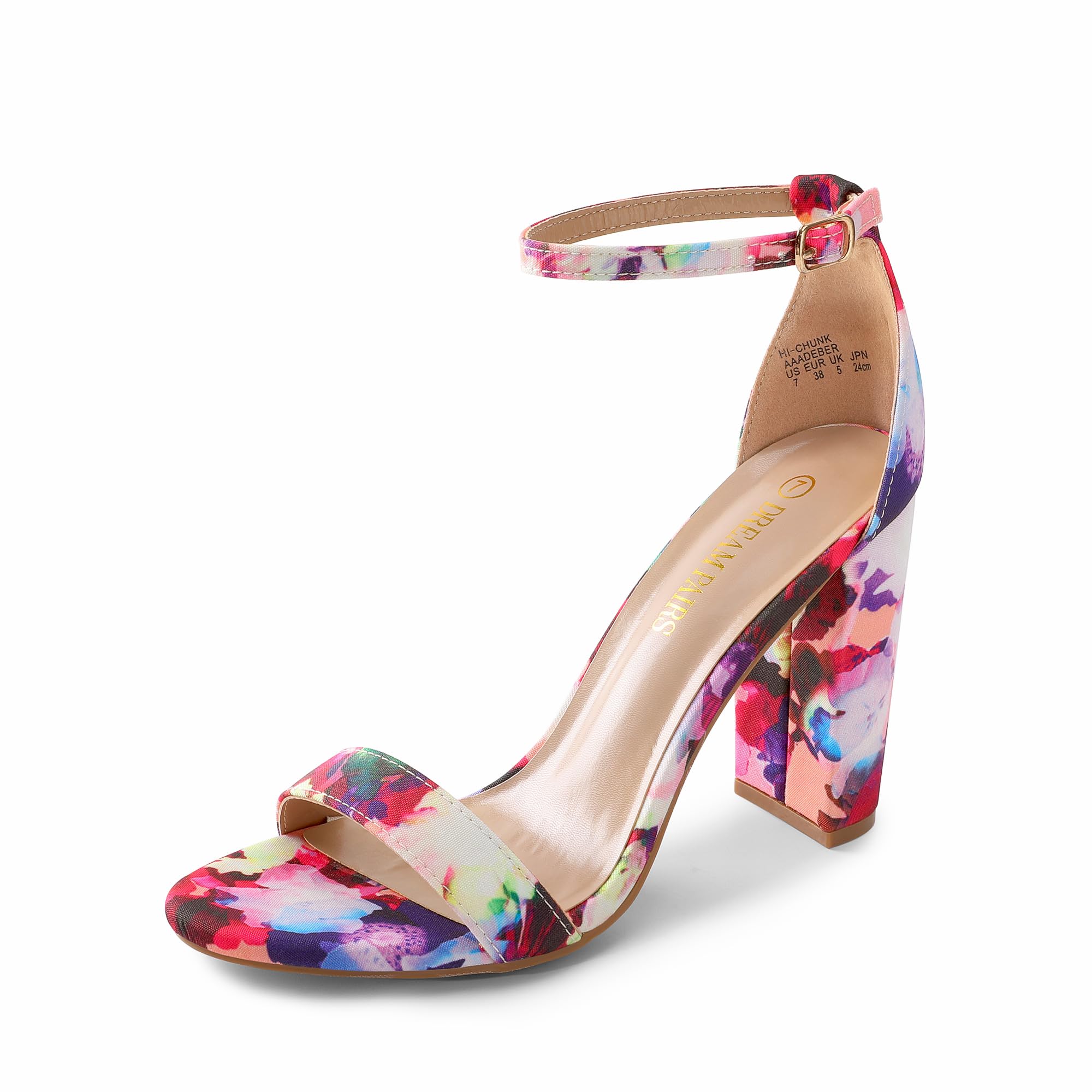 DREAM PAIRS Women's Hi-Chunk 4" Chunky Heel Sandals | Open Toe Ankle Strap | Vegan Leather