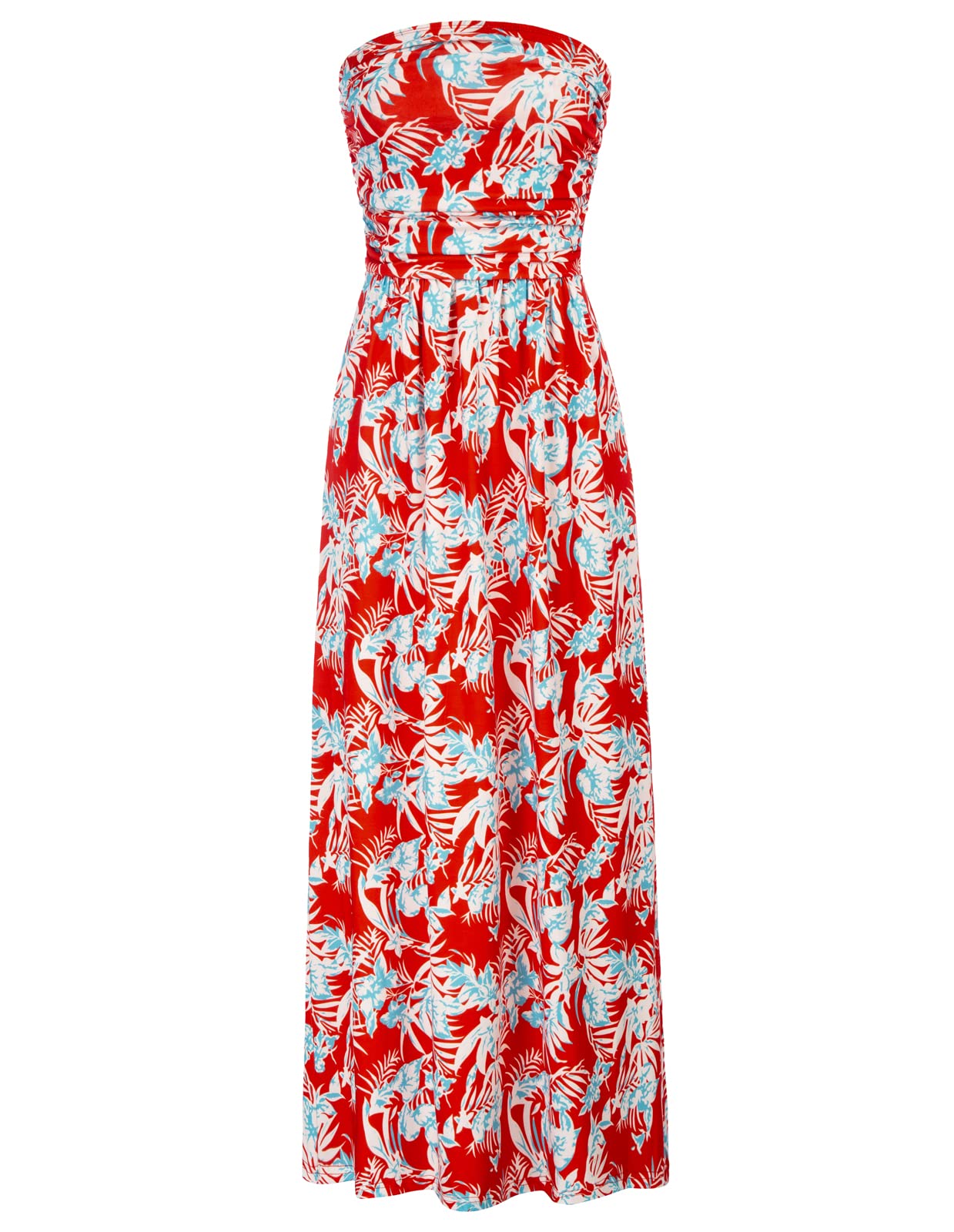 Women's Strapless Pleated Maxi Dress with Pockets