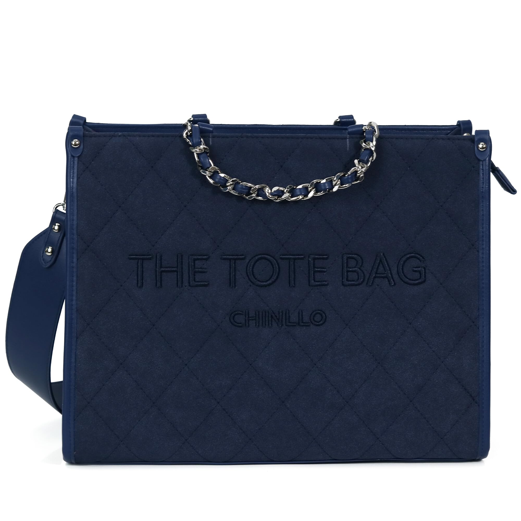 Chinllo Women's Quilted Tote Bag | Top Handle Satchel with Shoulder Strap | S, M, L