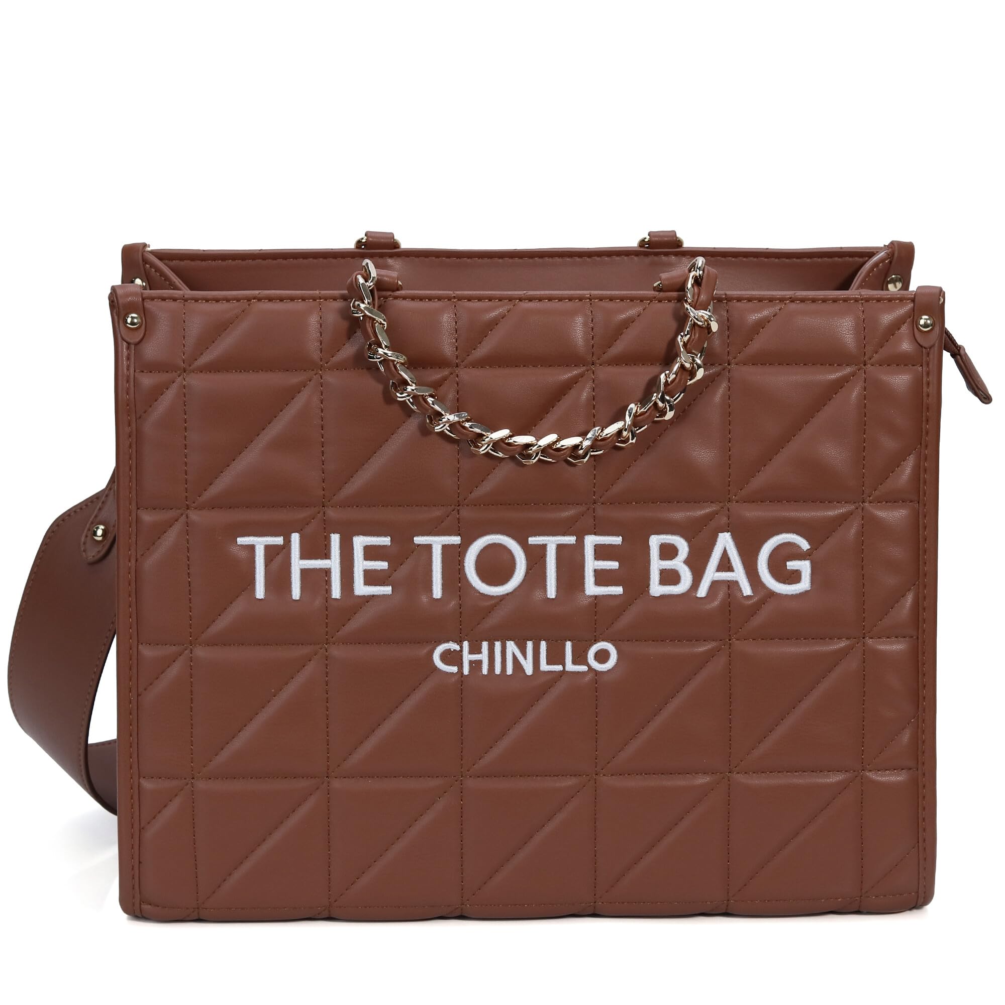Chinllo Women's Quilted Tote Bag | Top Handle Satchel with Shoulder Strap | S, M, L