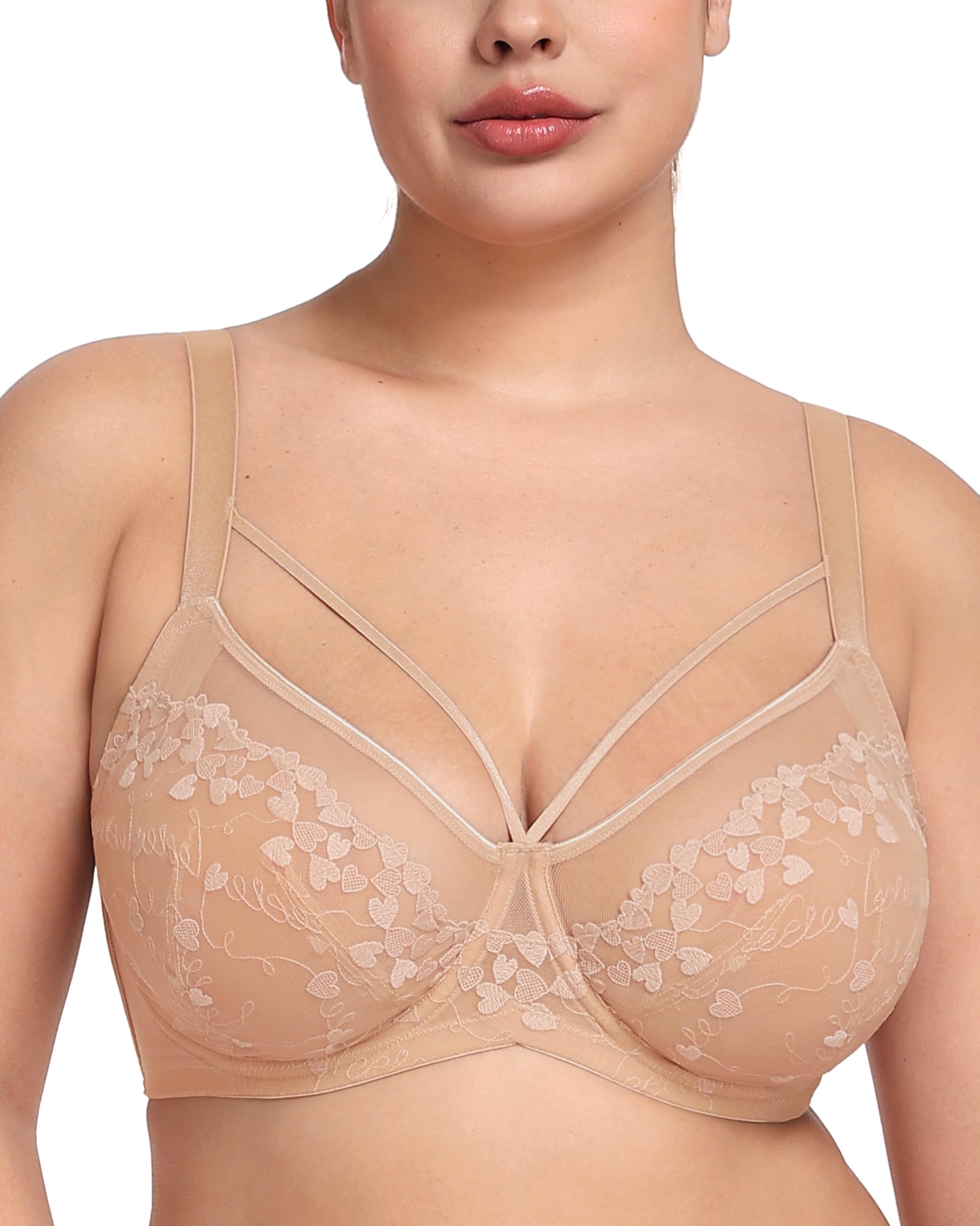 HSIA Minimizer Bras for Women Unlined Underwire Lace Bras for Large Breasts