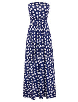 Women's Strapless Pleated Maxi Dress with Pockets