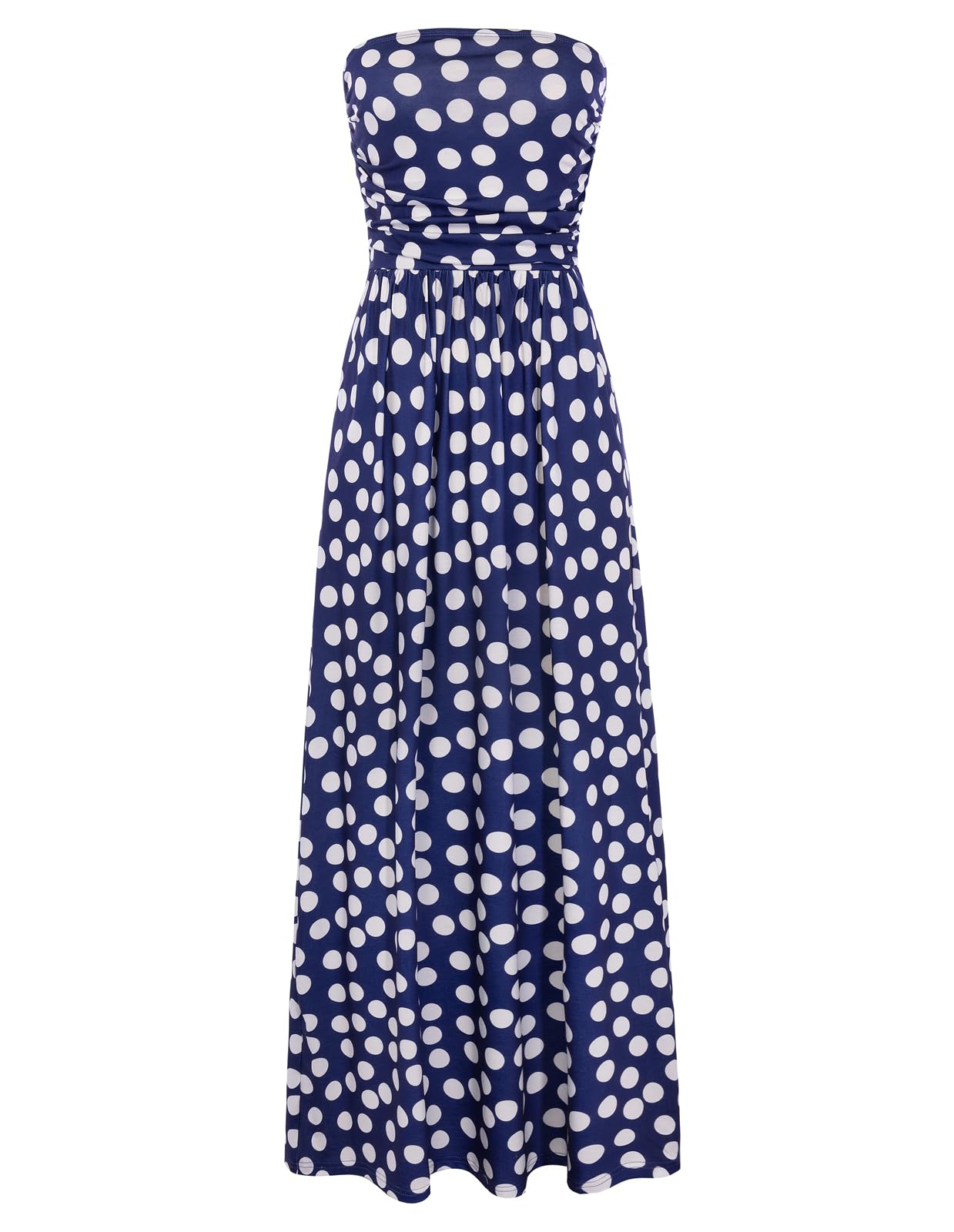 Women's Strapless Pleated Maxi Dress with Pockets