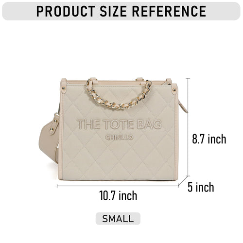 Chinllo Tote Bag for Women – Quilted Satchel Purse with Detachable Shoulder Strap | Small, Medium, Large