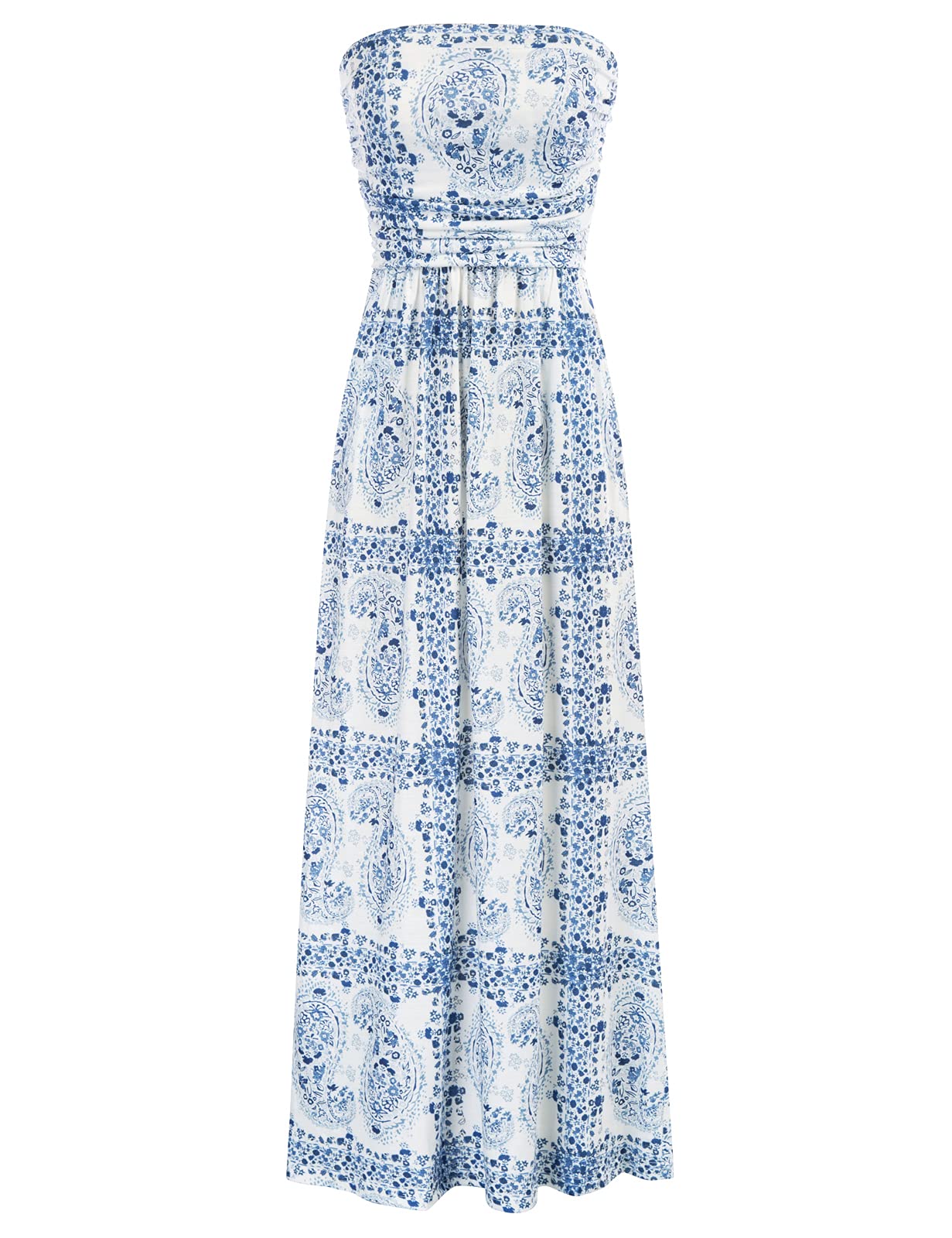 Women's Strapless Pleated Maxi Dress with Pockets