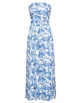 Women's Strapless Pleated Maxi Dress with Pockets