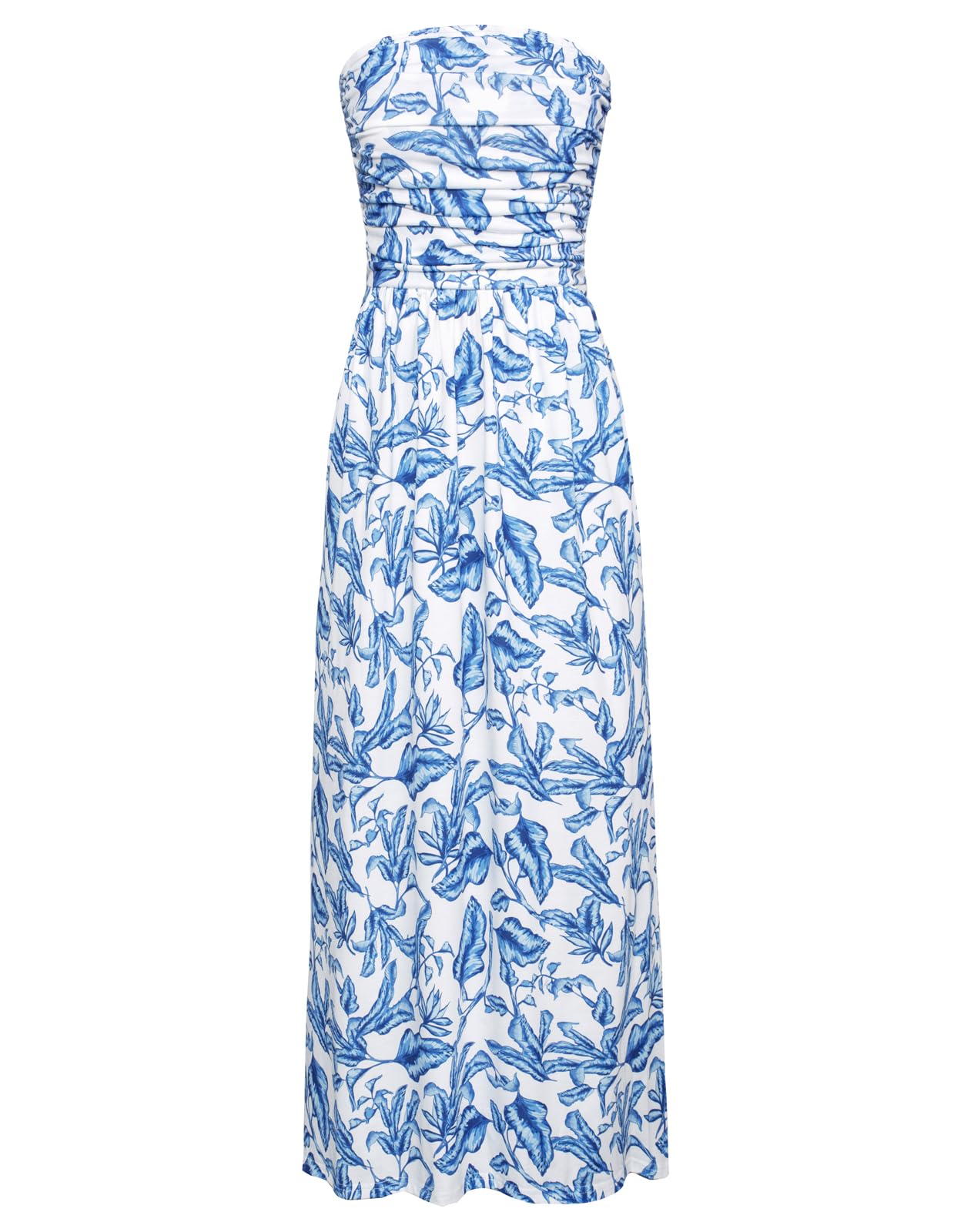 Women's Strapless Pleated Maxi Dress with Pockets
