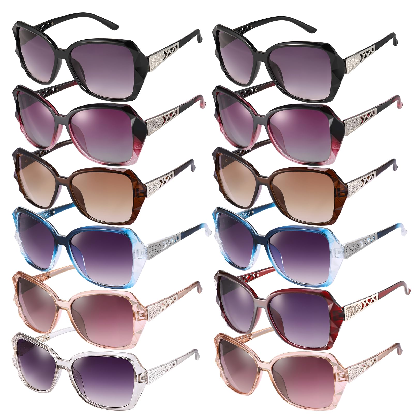 Oversized Rhinestone Sunglasses Set - Dazzling look.