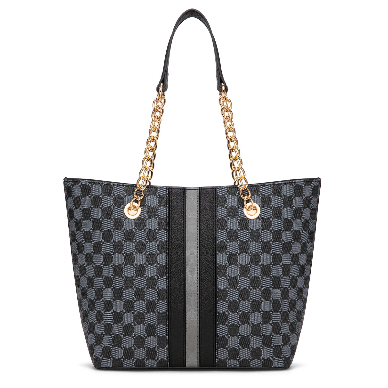 Montana West Women's Chain Top-Handle Tote Bag | Large Capacity Vegan Leather Handbag | 90-Day Warranty
