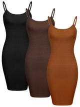 3-Piece Basic Cami Tank Set - Women's Long Adjustable Strap Tops (S-XXL)