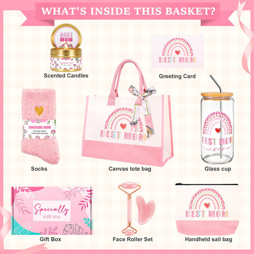 Best Mom Ever 7-Piece Gift Set – Birthday & Mother’s Day Gift Basket for Mom