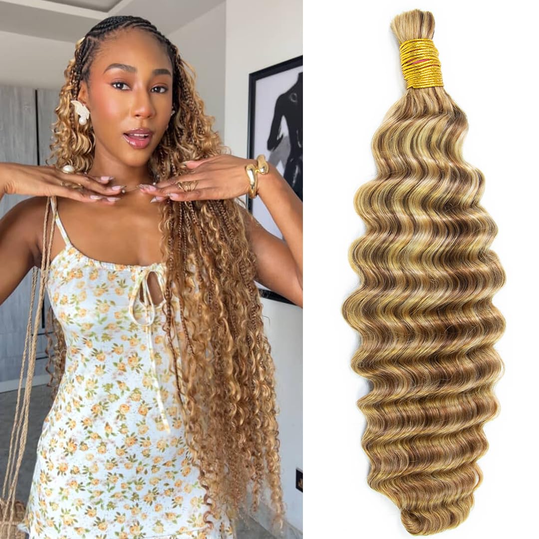 YWIGS 100% Human Braiding Hair 100g – Boho Knotless Braids, Deep Wave, Water Wave & More