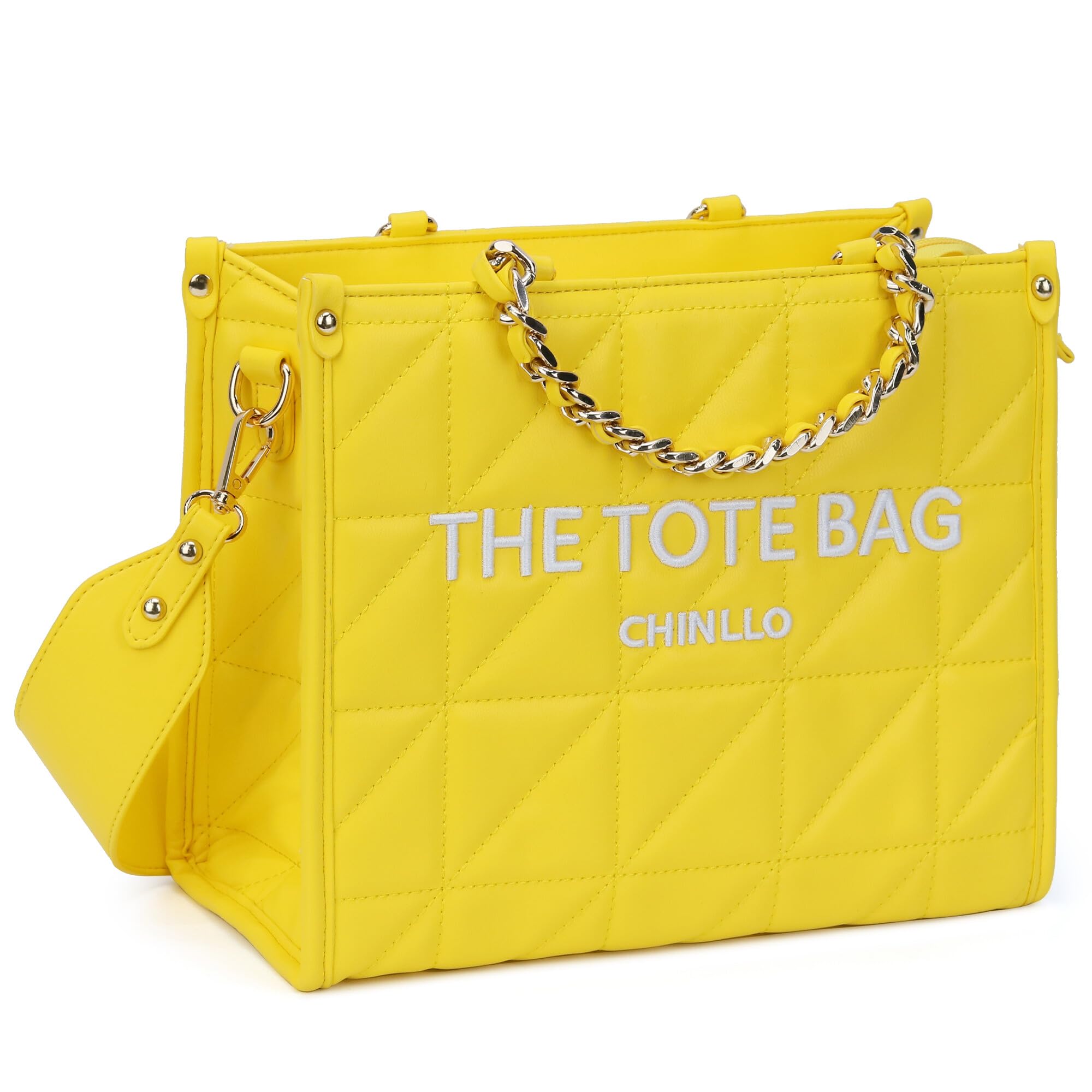 Chinllo Women's Quilted Tote Bag | Top Handle Satchel with Shoulder Strap | S, M, L
