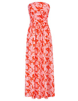 Women's Strapless Pleated Maxi Dress with Pockets