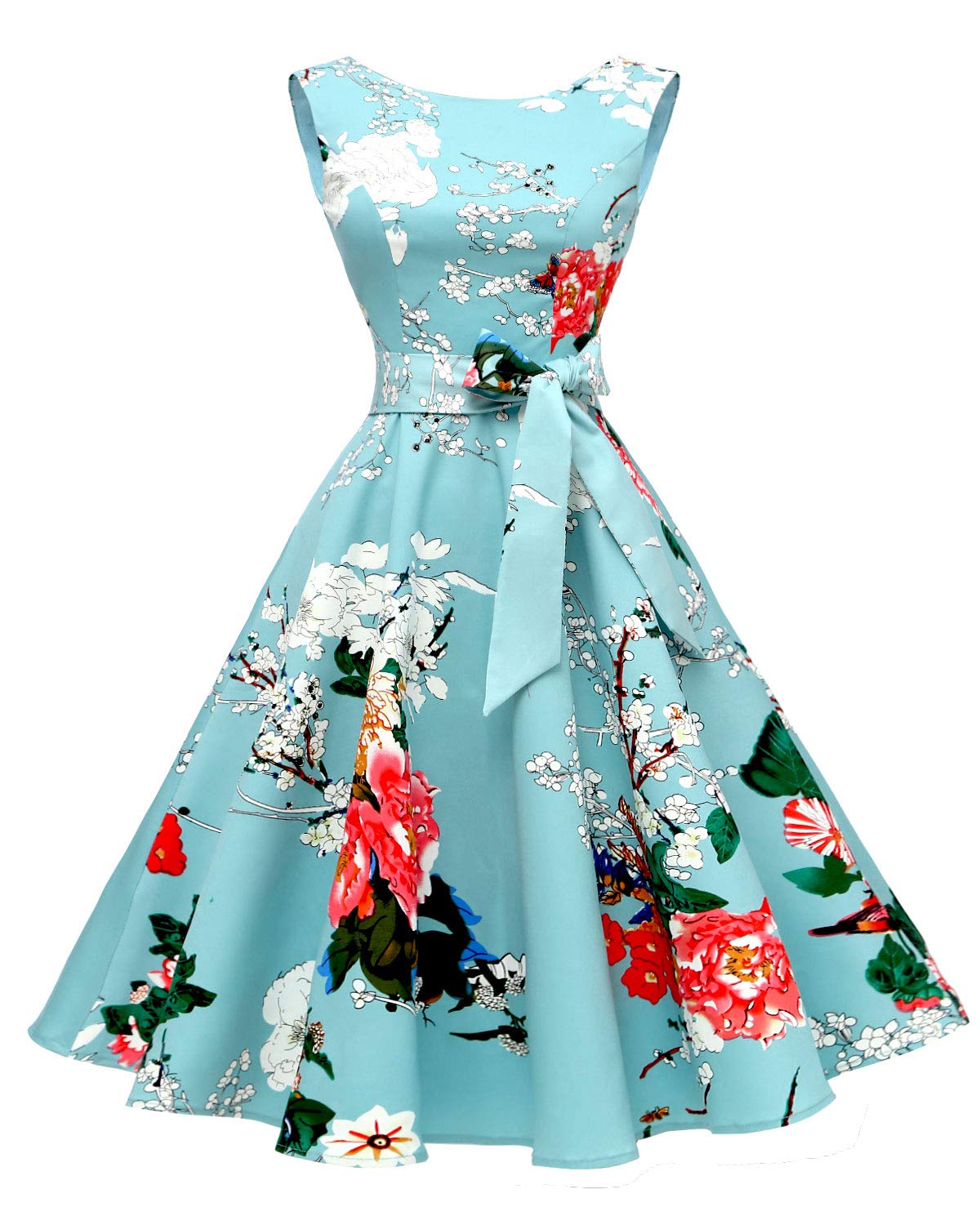 Women's Boatneck Sleeveless Swing Vintage 1950s Cocktail Dress