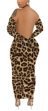New-Women's Off Shoulder Long Sleeve Bodycon Maxi Dress - Sexy Backless Party Dress