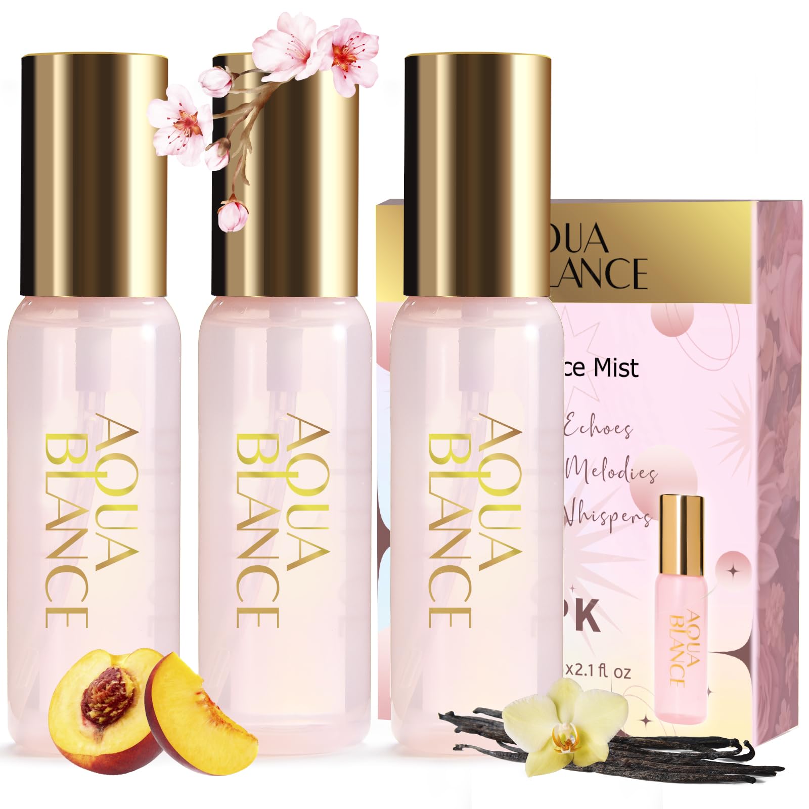 AQUA BLANCE Women's Body Spray Gift Set | 3 Scents | Travel Size 3 x 2.1 fl oz