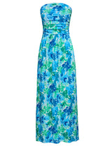 Women's Strapless Pleated Maxi Dress with Pockets